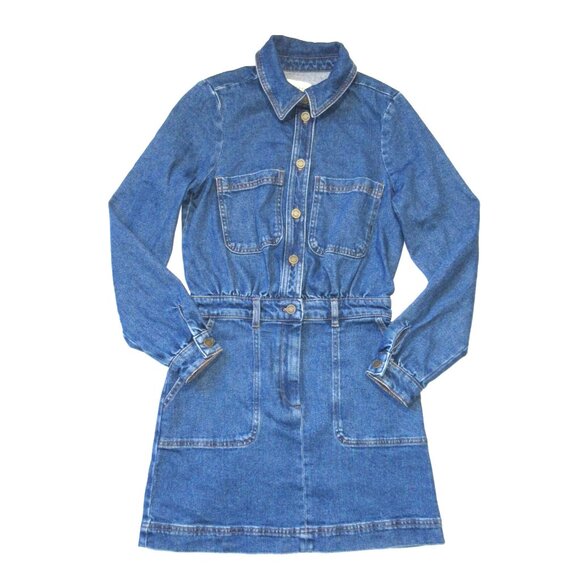 NWT Sezane Shae in Blue Denim Jean Mini Shirt Dress 36 / US 4 - Picture 6 of 12